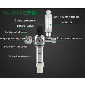 ZRDR Aquarium DIY CO2 Generator System Kit With Pressure Air Flow Adjustment Water Plant Fish Aquarium Co2 ValveCo2 gas cylinder