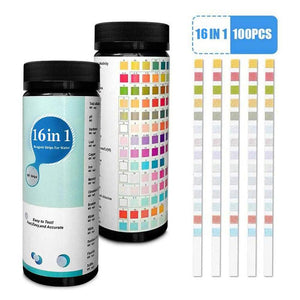 100PCS Upgrade 16-in-1 Drinking Water Quality Test Strip Tap Water Quality Test Papers For Pool Water Aquarium Testing PH Level