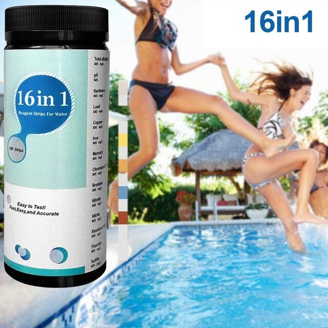 100PCS Upgrade 16-in-1 Drinking Water Quality Test Strip Tap Water Quality Test Papers For Pool Water Aquarium Testing PH Level