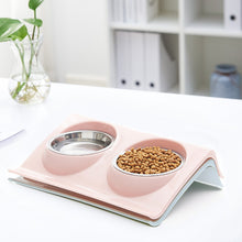 Load image into Gallery viewer, Double Dog Cat Bowls Splash-proof Pet Food Water Feeder For Dog Puppy Cats Pets Stainless Steel Feeding Dishes Pet Bowl #1
