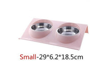 Load image into Gallery viewer, Double Dog Cat Bowls Splash-proof Pet Food Water Feeder For Dog Puppy Cats Pets Stainless Steel Feeding Dishes Pet Bowl #1
