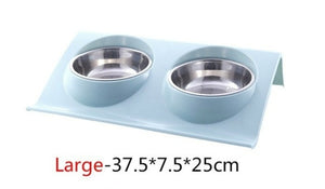 Double Dog Cat Bowls Splash-proof Pet Food Water Feeder For Dog Puppy Cats Pets Stainless Steel Feeding Dishes Pet Bowl #1